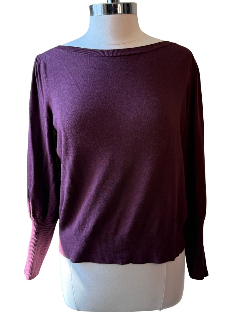 Ann Taylor Women’s Boatneck Sweater Size Large Long-Sleeve Wine